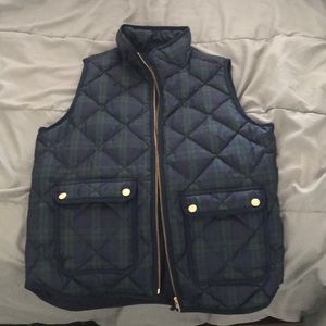 JCrew Vest Navy and Forest Green with Gold zipper